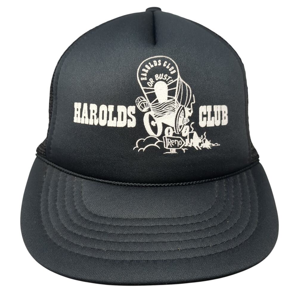 Harolds Club Snapback Trucker Hat Black One Size Adjustable Rope Royal Pacific